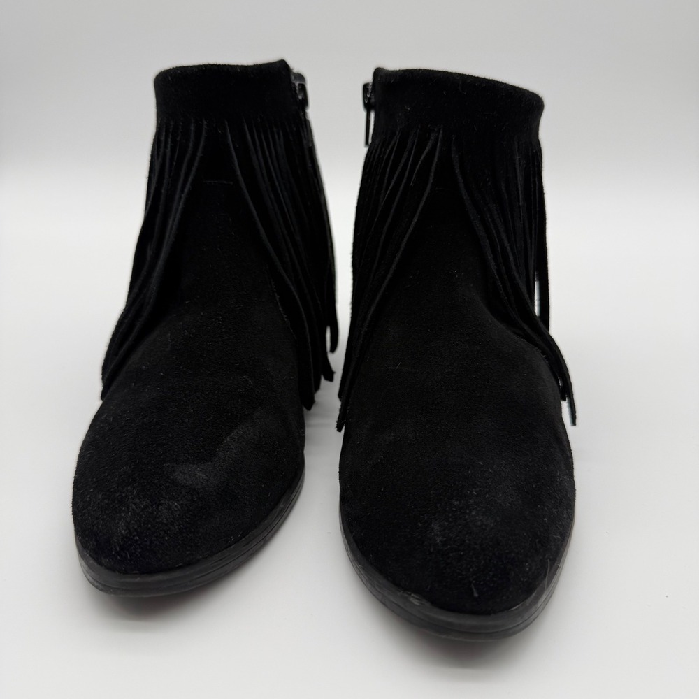 Steve Madden Ranco Black Suede Fringe Ankle Boots Women's Size 7M Boho Western